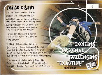 2000 Press Pass Rage Extreme Sports #2 Mike Crum Back